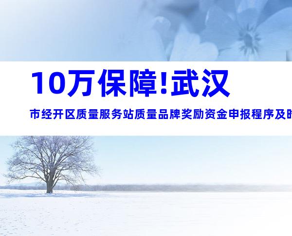 10万保障!武汉市经开区质量服务站质量品牌奖励资金申报程序及时间