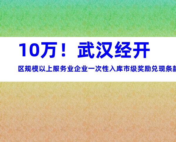 10万！武汉经开区规模以上服务业企业一次性入库市级奖励兑现条款和申请材料时间知悉