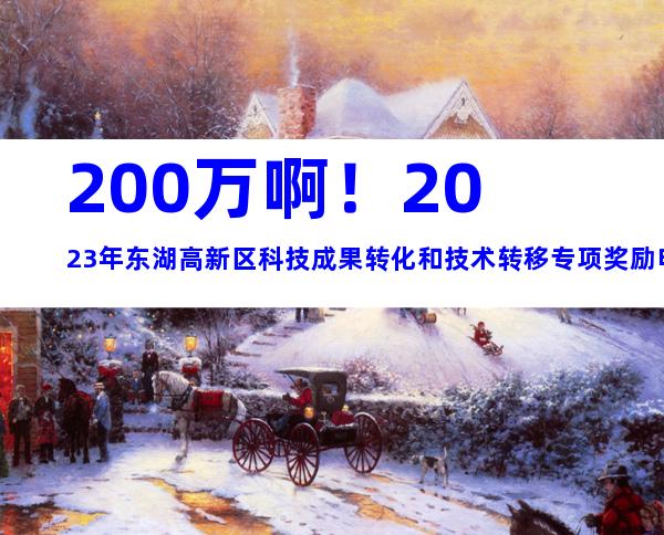 200万啊！2023年东湖高新区科技成果转化和技术转移专项奖励申报方式、时间