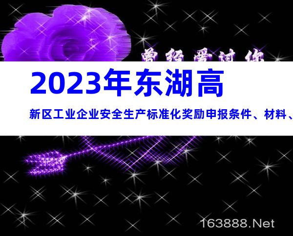 2023年东湖高新区工业企业安全生产标准化奖励申报条件、材料、时间