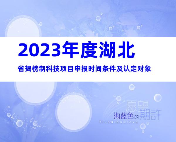2023年度湖北省揭榜制科技项目申报时间条件及认定对象