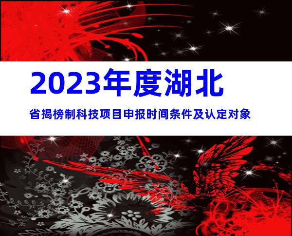 2023年度湖北省揭榜制科技项目申报时间条件及认定对象