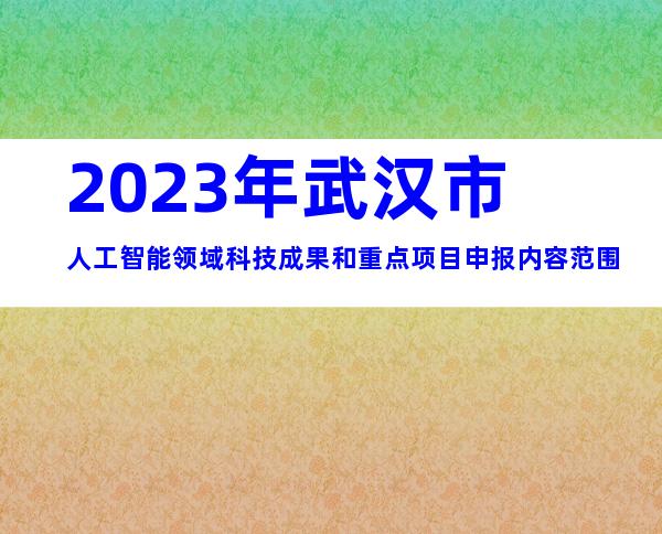 2023年武汉市人工智能领域科技成果和重点项目申报内容范围