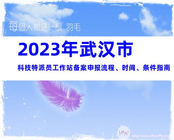 2023年武汉市科技特派员工作站备案申报流程、时间、条件指南
