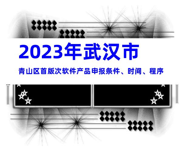 2023年武汉市青山区首版次软件产品申报条件、时间、程序