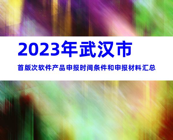 2023年武汉市首版次软件产品申报时间条件和申报材料汇总