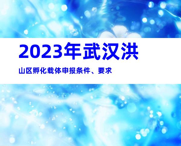 2023年武汉洪山区孵化载体申报条件、要求