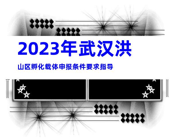 2023年武汉洪山区孵化载体申报条件要求指导