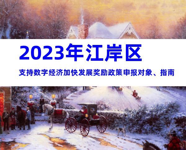 2023年江岸区支持数字经济加快发展奖励政策申报对象、指南