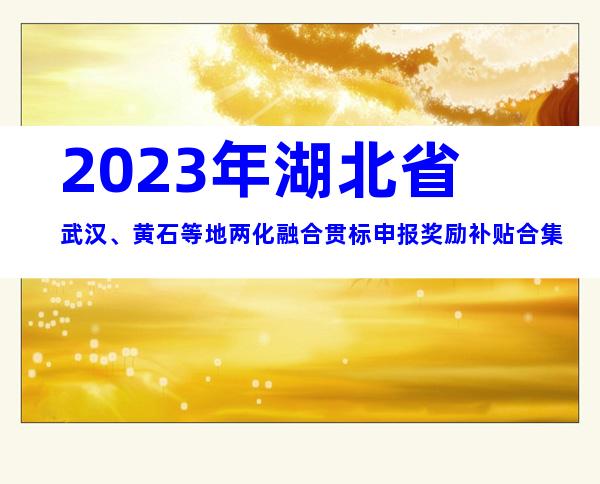 2023年湖北省武汉、黄石等地两化融合贯标申报奖励补贴合集