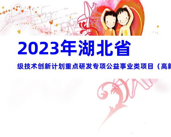 2023年湖北省级技术创新计划重点研发专项公益事业类项目（高新技术、农业农村领域）申报指南