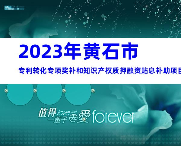 2023年黄石市专利转化专项奖补和知识产权质押融资贴息补助项目申报时间、材料