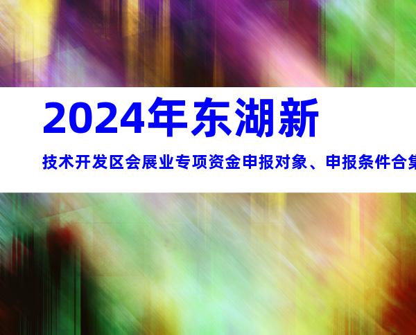 2024年东湖新技术开发区会展业专项资金申报对象、申报条件合集