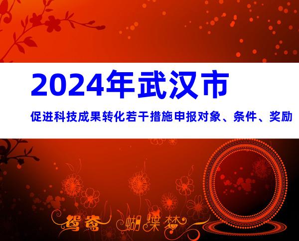 2024年武汉市促进科技成果转化若干措施申报对象、条件、奖励