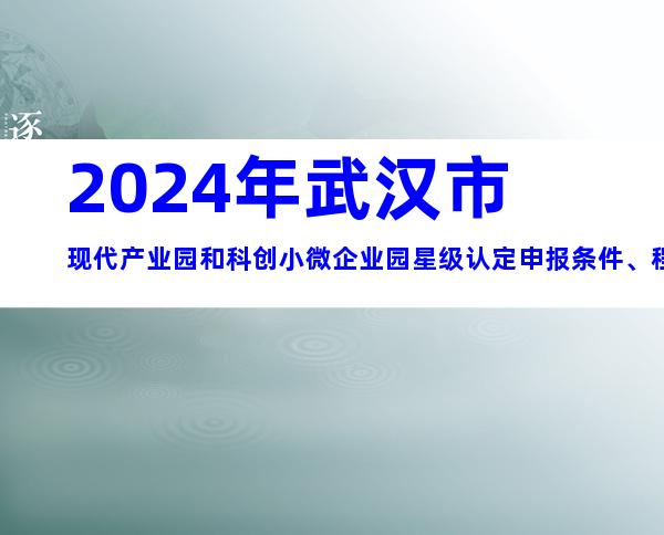 2024年武汉市现代产业园和科创小微企业园星级认定申报条件、程序指南