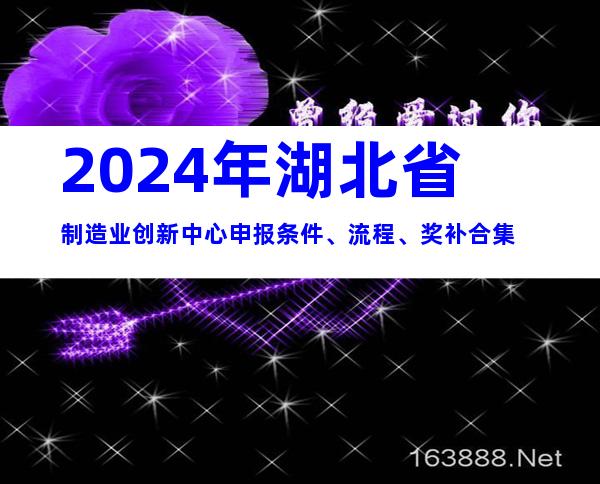 2024年湖北省制造业创新中心申报条件、流程、奖补合集