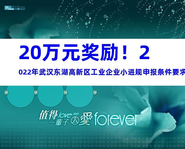 20万元奖励！2022年武汉东湖高新区工业企业小进规申报条件要求及奖励