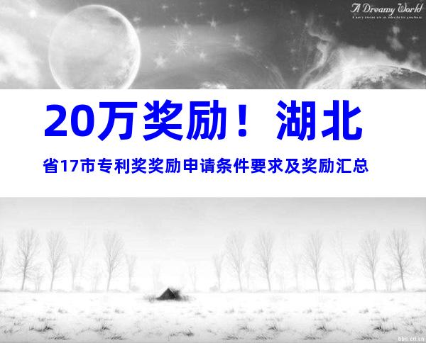 20万奖励！湖北省17市专利奖奖励申请条件要求及奖励汇总