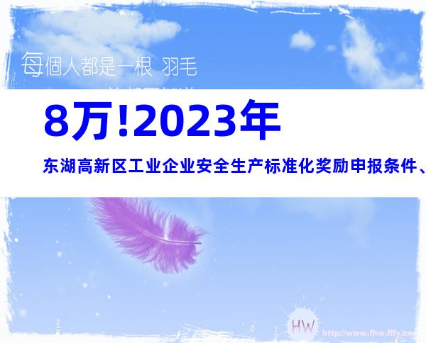 8万!2023年东湖高新区工业企业安全生产标准化奖励申报条件、材料
