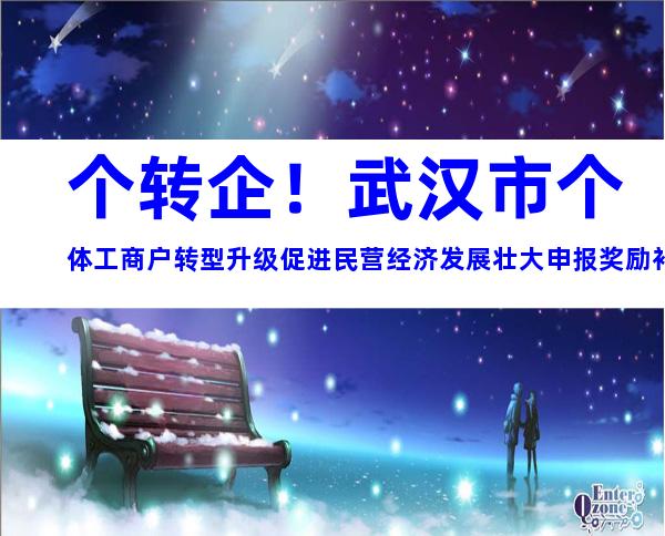 个转企！武汉市个体工商户转型升级促进民营经济发展壮大申报奖励补贴