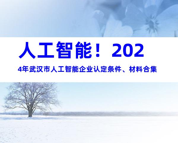 人工智能！2024年武汉市人工智能企业认定条件、材料合集