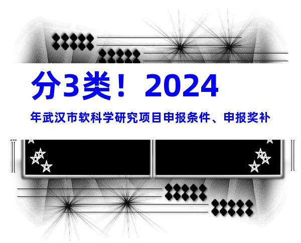 分3类！2024年武汉市软科学研究项目申报条件、申报奖补