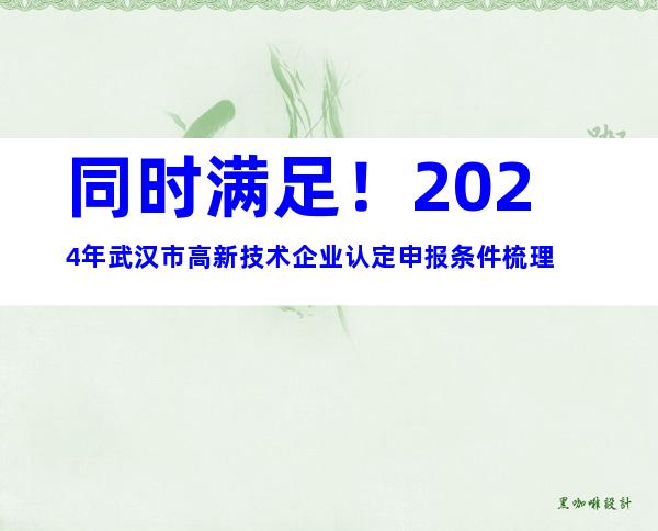 同时满足！2024年武汉市高新技术企业认定申报条件梳理