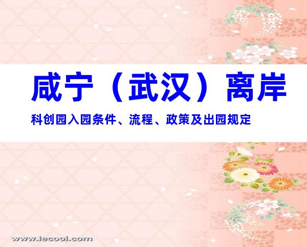 咸宁（武汉）离岸科创园入园条件、流程、政策及出园规定