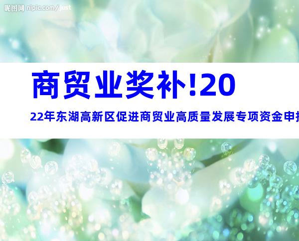 商贸业奖补!2022年东湖高新区促进商贸业高质量发展专项资金申报事项及所需材料