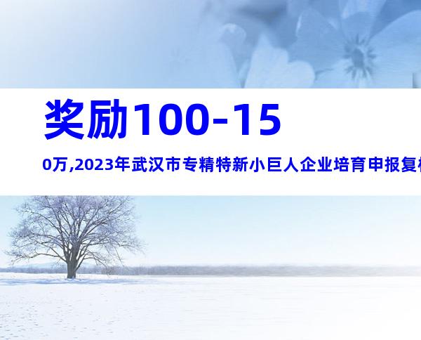 奖励100-150万,2023年武汉市专精特新小巨人企业培育申报复核条件、时间