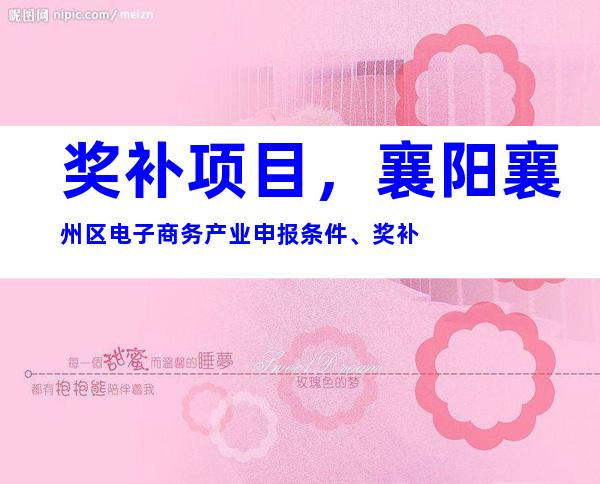 奖补项目，襄阳襄州区电子商务产业申报条件、奖补