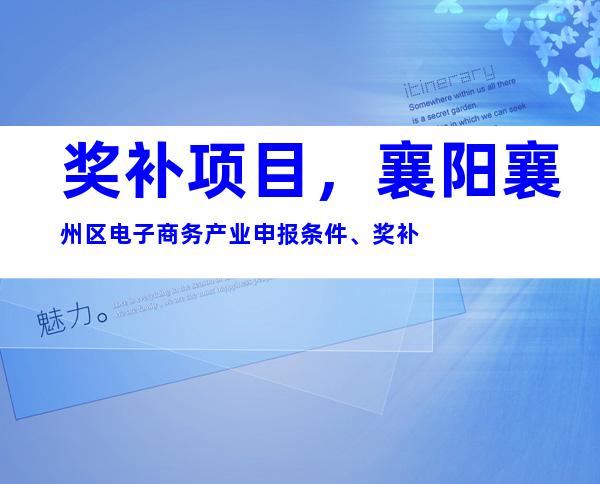 奖补项目，襄阳襄州区电子商务产业申报条件、奖补