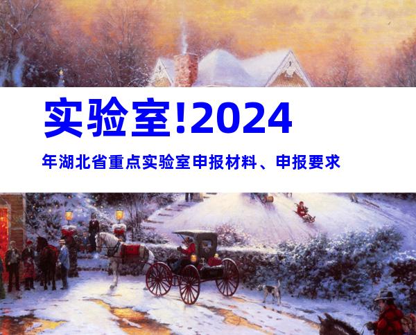 实验室!2024年湖北省重点实验室申报材料、申报要求