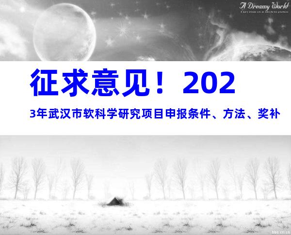 征求意见！2023年武汉市软科学研究项目申报条件、方法、奖补