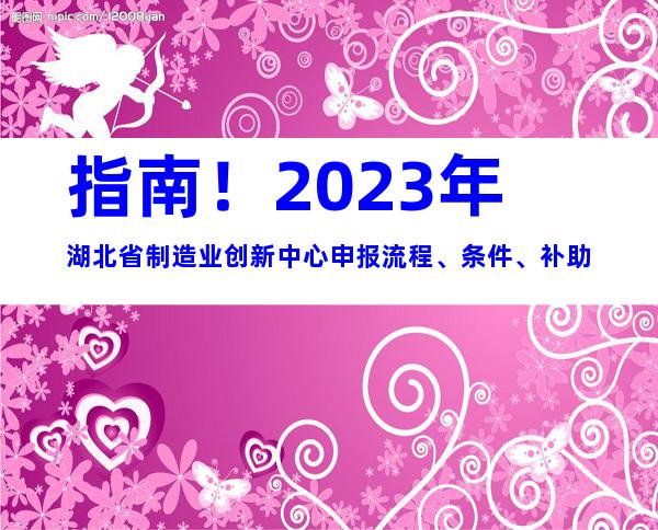 指南！2023年湖北省制造业创新中心申报流程、条件、补助