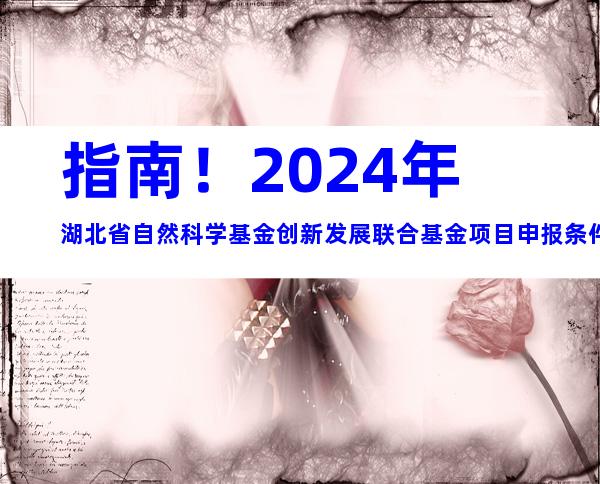指南！2024年湖北省自然科学基金创新发展联合基金项目申报条件、申报限制