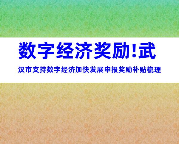 数字经济奖励!武汉市支持数字经济加快发展申报奖励补贴梳理