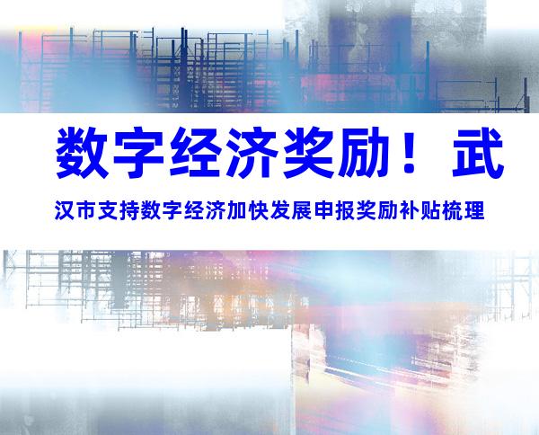 数字经济奖励！武汉市支持数字经济加快发展申报奖励补贴梳理