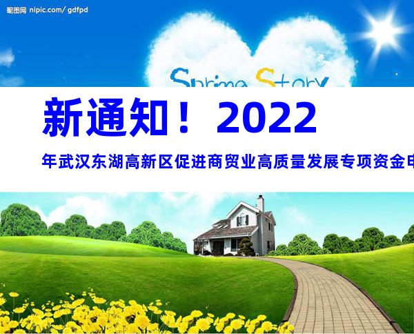 新通知！2022年武汉东湖高新区促进商贸业高质量发展专项资金申报时间、条件