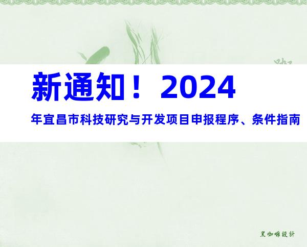 新通知！2024年宜昌市科技研究与开发项目申报程序、条件指南