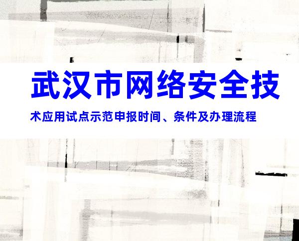 武汉市网络安全技术应用试点示范申报时间、条件及办理流程