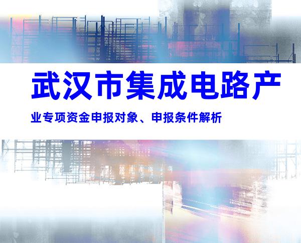 武汉市集成电路产业专项资金申报对象、申报条件解析