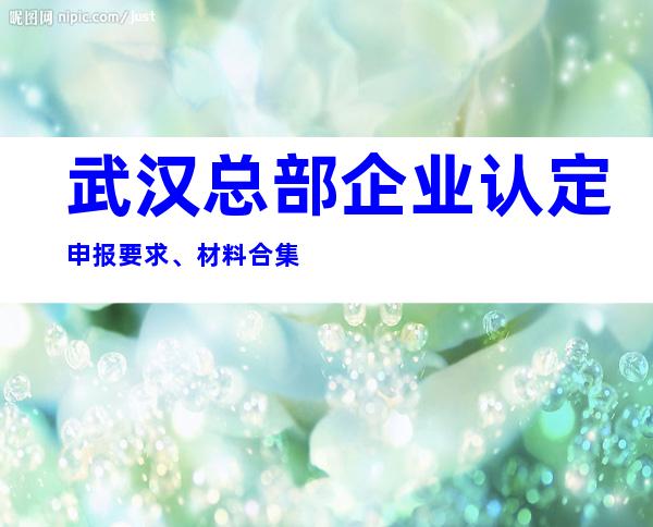 武汉总部企业认定申报要求、材料合集