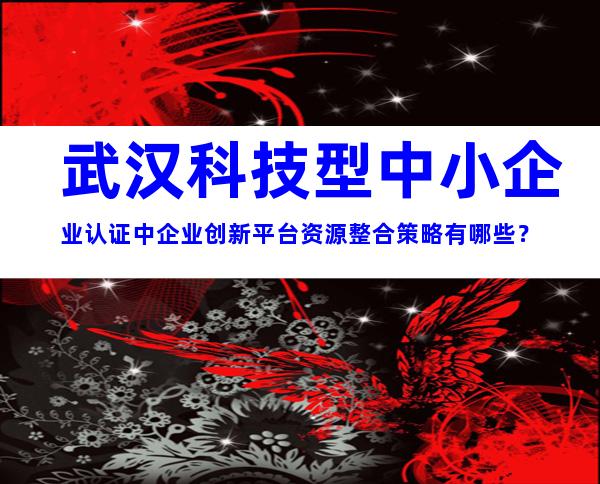 武汉科技型中小企业认证中企业创新平台资源整合策略有哪些？