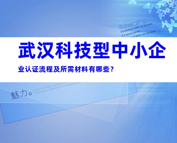 武汉科技型中小企业认证流程及所需材料有哪些？