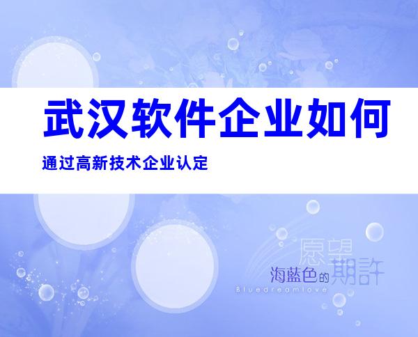武汉软件企业如何通过高新技术企业认定