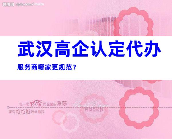 武汉高企认定代办服务商哪家更规范？