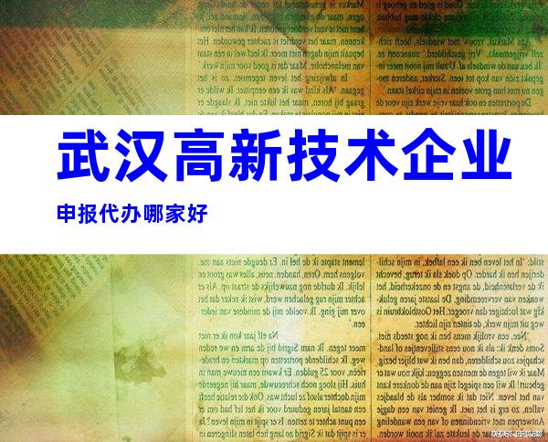 武汉高新技术企业申报代办哪家好