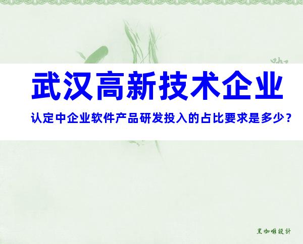 武汉高新技术企业认定中企业软件产品研发投入的占比要求是多少？