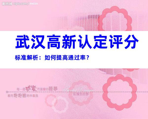 武汉高新认定评分标准解析：如何提高通过率？